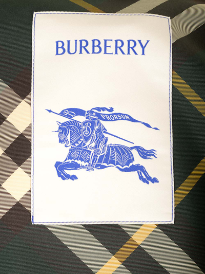 Shop Burberry Check Windbreaker In Green