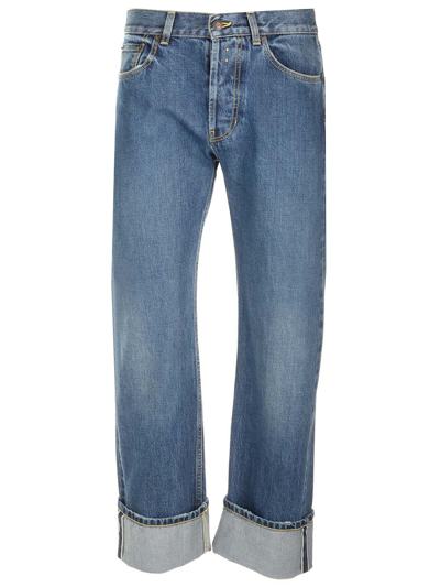 Shop Alexander Mcqueen Cuffed Hems Jeans In Blue
