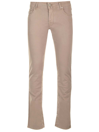 Shop Jacob Cohen Cotton Twill Nick Trousers In Beige