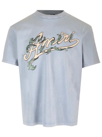 Shop Amiri Filigree T-shirt In Light Blue