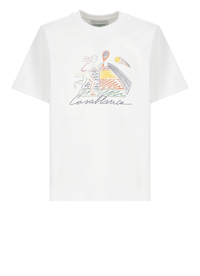 Shop Casablanca Jeu De Crayon T-shirt In White