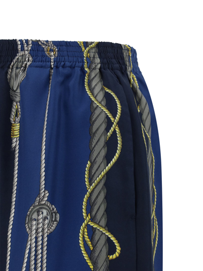 Versace Nautical Printed Silk Shorts In Blue