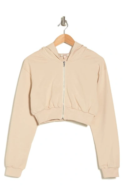 Shop Vici Collection Peach Lenexa Hooded Crop Sweatshirt In Taupe
