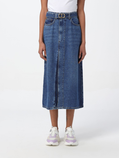 Shop Twinset Skirt  Woman Color Denim