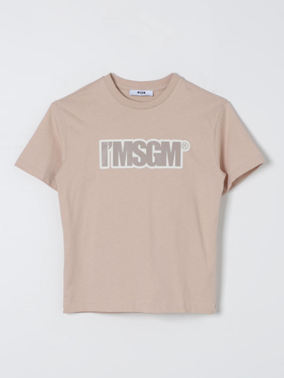 Shop Msgm T-shirt  Kids Kids Color Beige