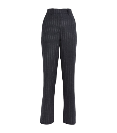 Shop Anine Bing Pinstripe Drew Trousers In Grey