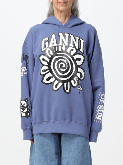 Shop Ganni Sweatshirt  Woman Color Grey
