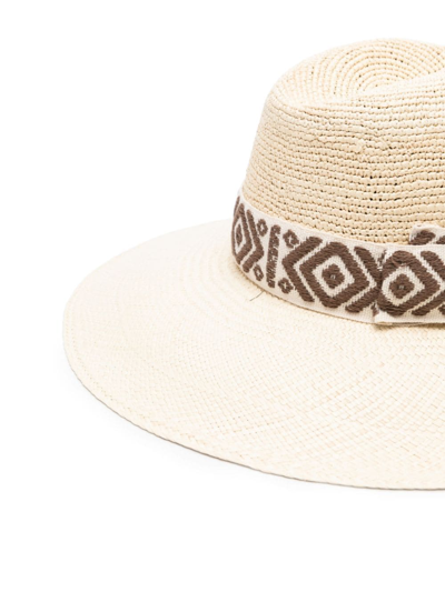 Shop Borsalino Sophie Semicrochet Panama Hat In Brown