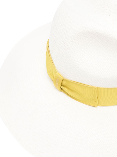 Shop Borsalino Sophie Straw Panama Hat In Yellow