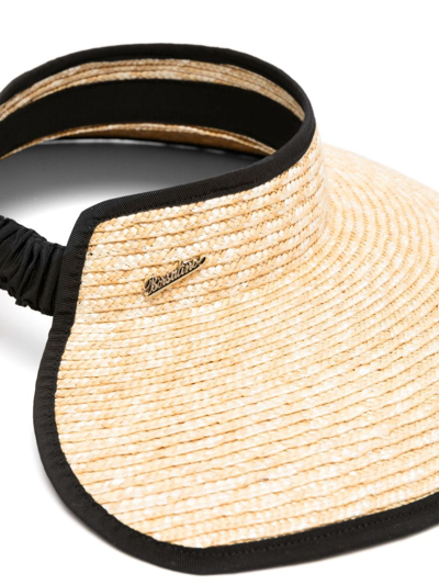 Shop Borsalino Sunny Straw Visor Hat In Black
