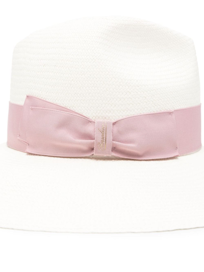 Shop Borsalino Sophie Straw Panama Hat In Pink