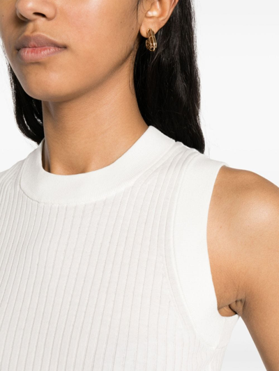 Shop Sportmax Ribbed Cotton Tank Top In White