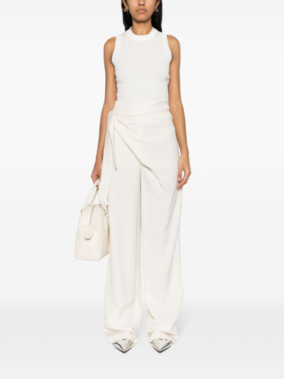 Shop Sportmax Ribbed Cotton Tank Top In White