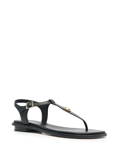 Shop Michael Michael Kors Mallory Leather Thong Sandals In Black