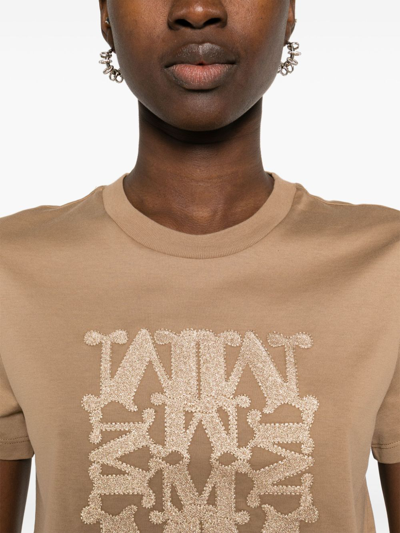 Shop Max Mara Logo Cotton T-shirt In Brown