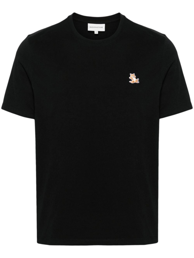 Shop Maison Kitsuné Chillax Fox Cotton T-shirt In Black