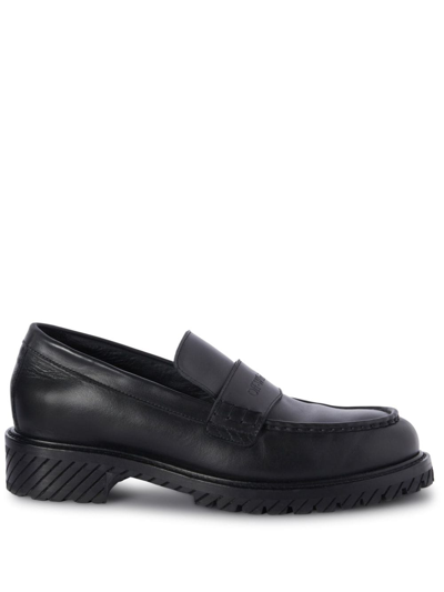 Shop Off-white Leather Loafers In Black