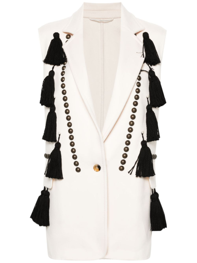 Shop Max Mara Studded Wool Vest In White