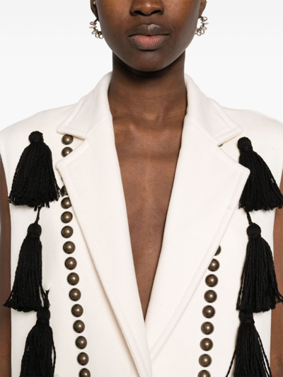 Shop Max Mara Studded Wool Vest In White