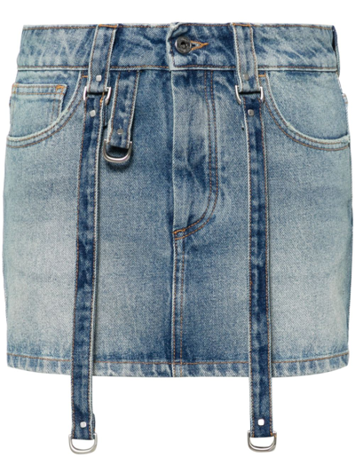 Off-white Off White Denim Mini Skirt With Straps In Blue