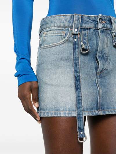 Off-white Off White Denim Mini Skirt With Straps In Blue