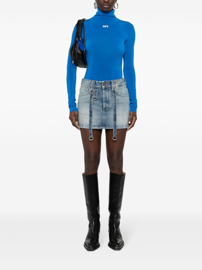 Shop Off-white Denim Cargo Mini Skirt In Blue