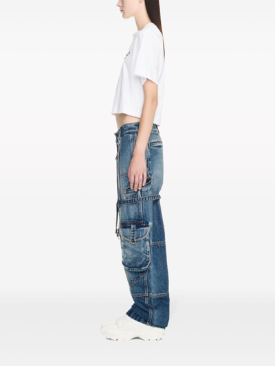 Off-white Off White Cargo Jeans With Harness Details In Blue