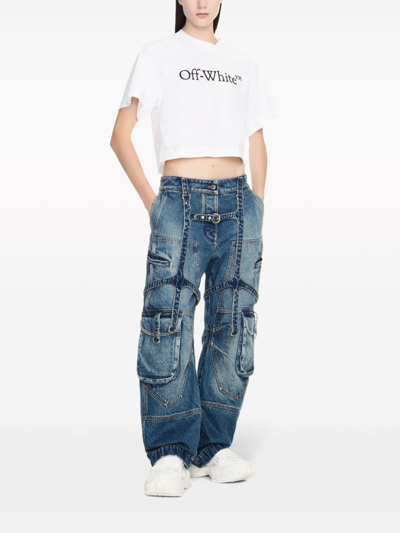 Off-white Off White Cargo Jeans With Harness Details In Blue