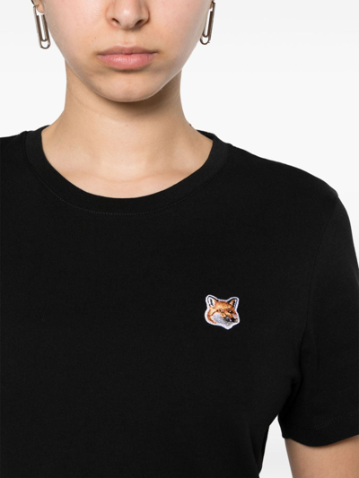 Shop Maison Kitsuné Fox Head Cotton T-shirt In Black