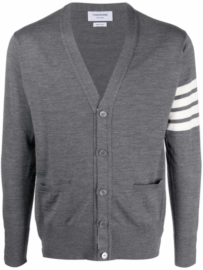 Shop Thom Browne 4bar Wool Cardigan In Grey