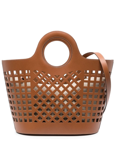 Shop Hereu Colmado Cut-out Leather Tote Bag In Brown