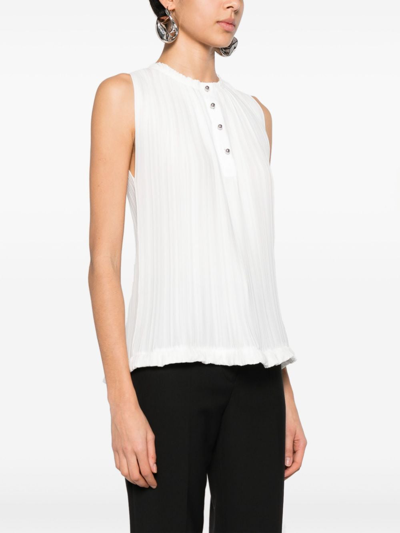 Shop Lanvin Pleated Sleeveless Top In White