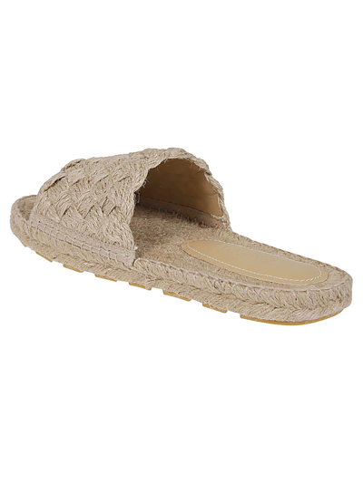 Shop Bottega Veneta Jack Rafia Flat Sandals In Beige