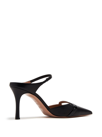 Shop Malone Souliers Bonnie 80 Leather Stiletto Mules In Black