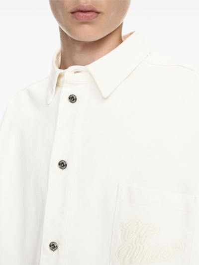 Shop Off-white Logo Denim Overshirt In White