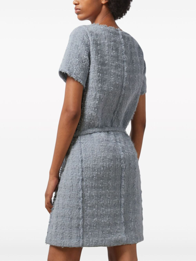 Shop Gucci Wool Tweed Mini Dress In Blue