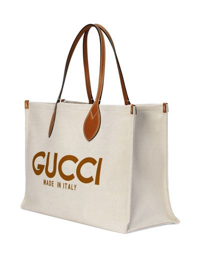 Shop Gucci Large Canvas Tote Bag In Beige