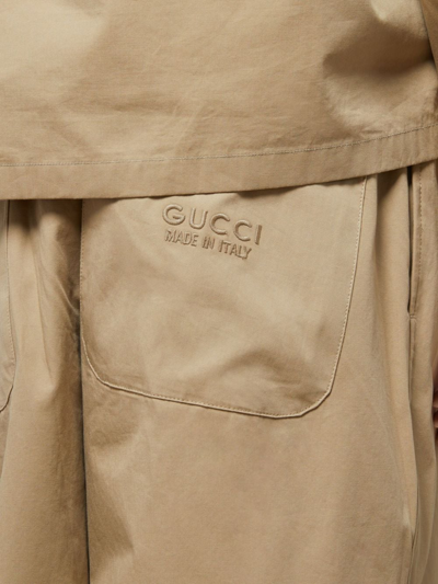 Shop Gucci Cotton Trousers In Beige