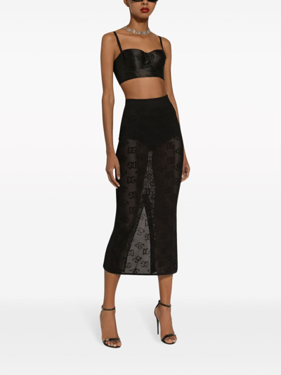 Shop Dolce & Gabbana Tube Midi Skirt In Black