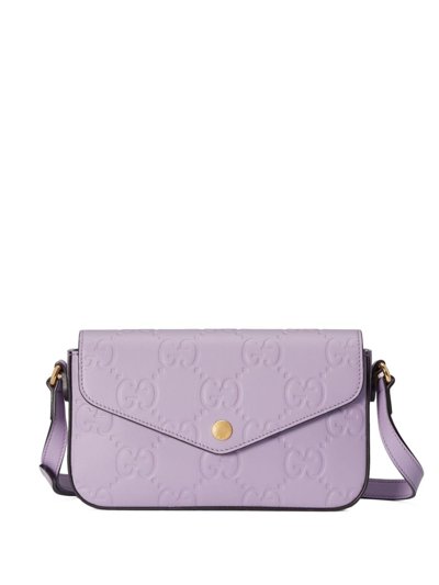 Shop Gucci Gg Supreme Leather Mini Bag In Violet
