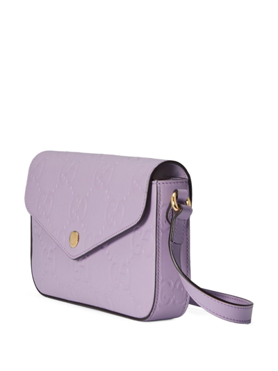 Shop Gucci Gg Supreme Leather Mini Bag In Violet