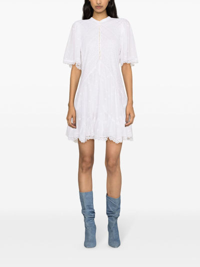 Shop Marant Etoile Slayae Organic Cotton Mini Dress In White