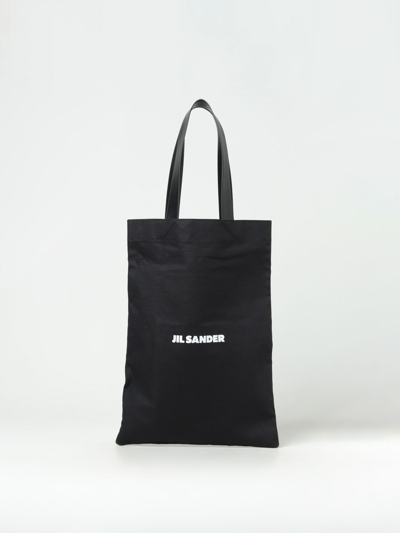 Jil Sander Flat Shopper Large Shopping Bag In Black