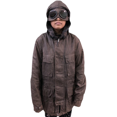 Pre-owned C P Company X Vintage Distressed C.p.company Lino Flax Goggle Jacket In Brown