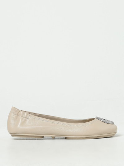 Shop Tory Burch Minnie Nappa Leather Ballet Flats In Beige