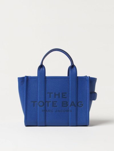 Shop Marc Jacobs The Small Tote Bag In Grained Leather In Blue