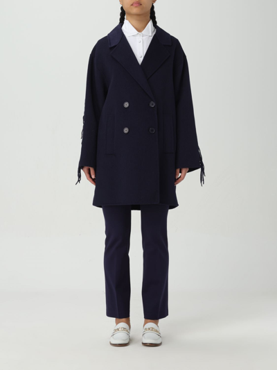 Shop Twinset Coat  Woman Color Blue