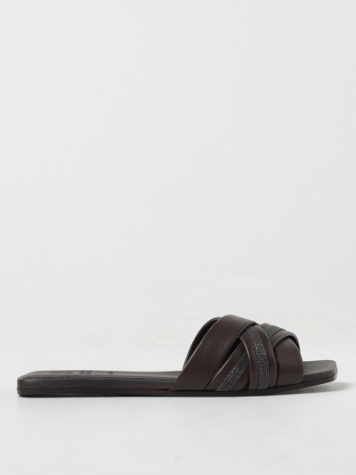 Shop Brunello Cucinelli Flat Sandals  Woman Color Brown