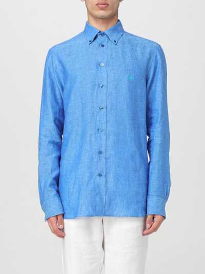 Shop Etro Shirt  Men Color Turquoise