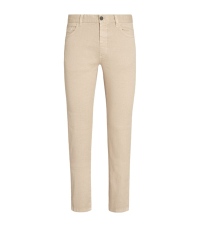 Shop Zegna Linen-cotton Roccia Slim Jeans In Neutrals